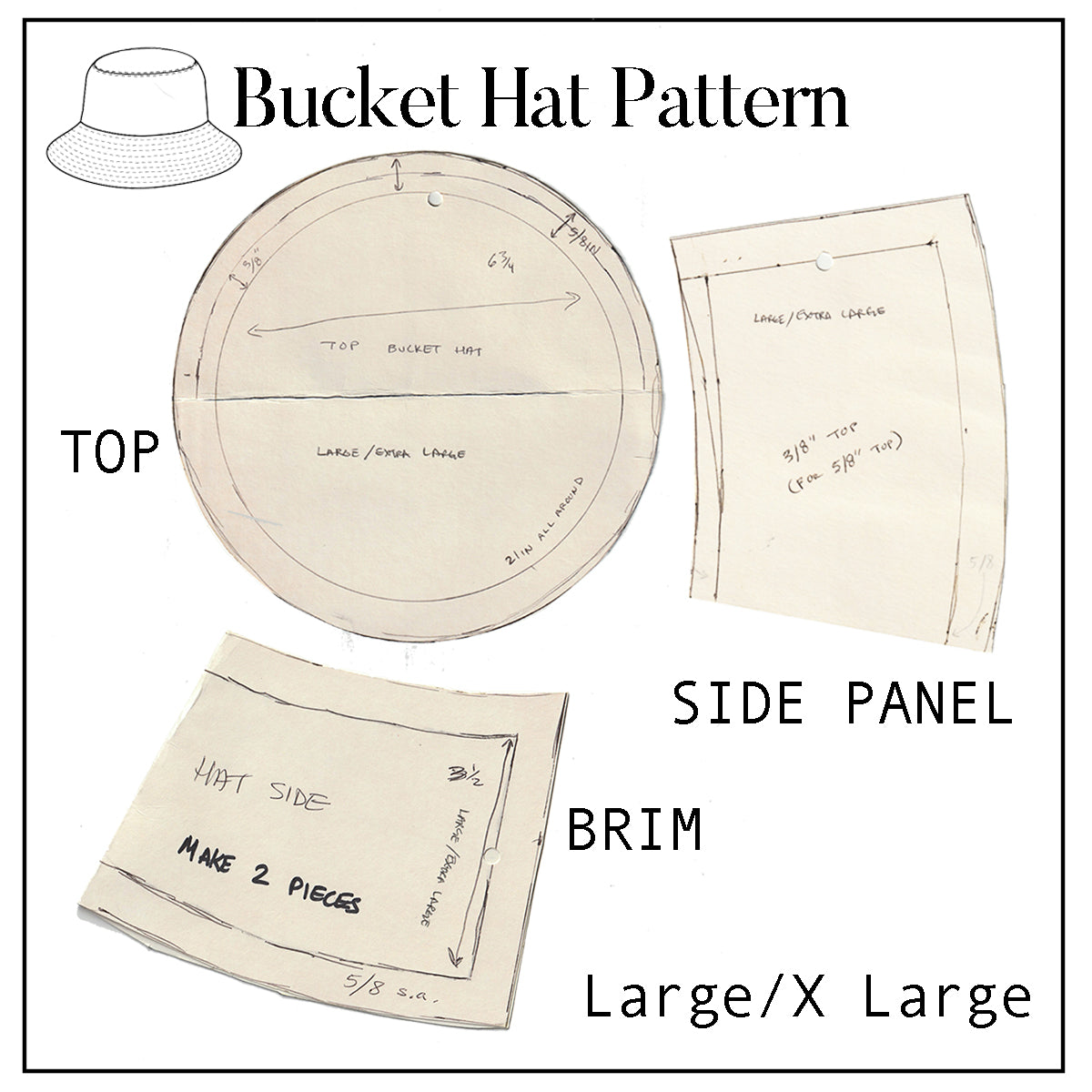 Adult Bucket Hat Pattern Large