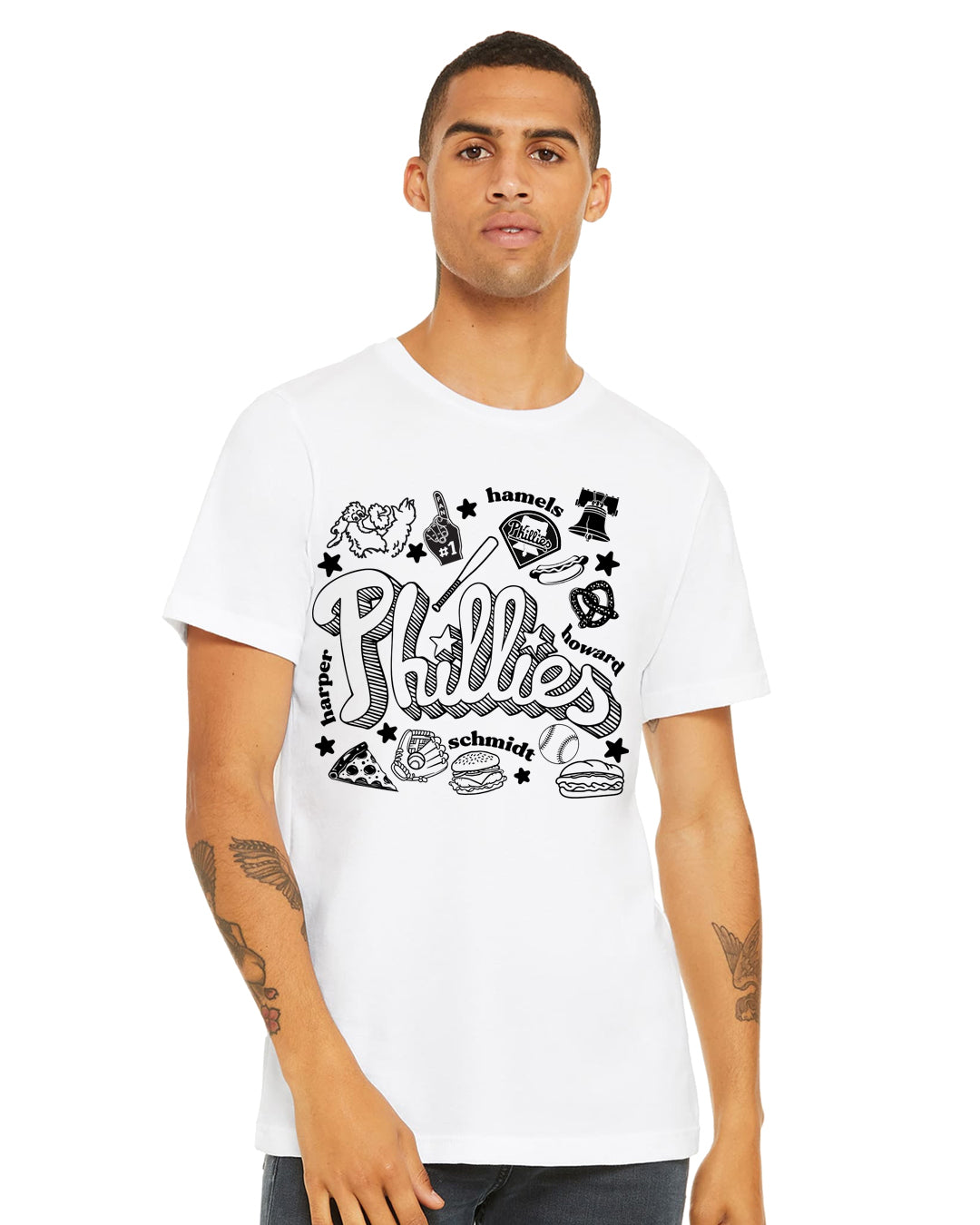 Mens Fashion Tee - Screen Print Papi PHILLIES Cultural Symbols T Shirt