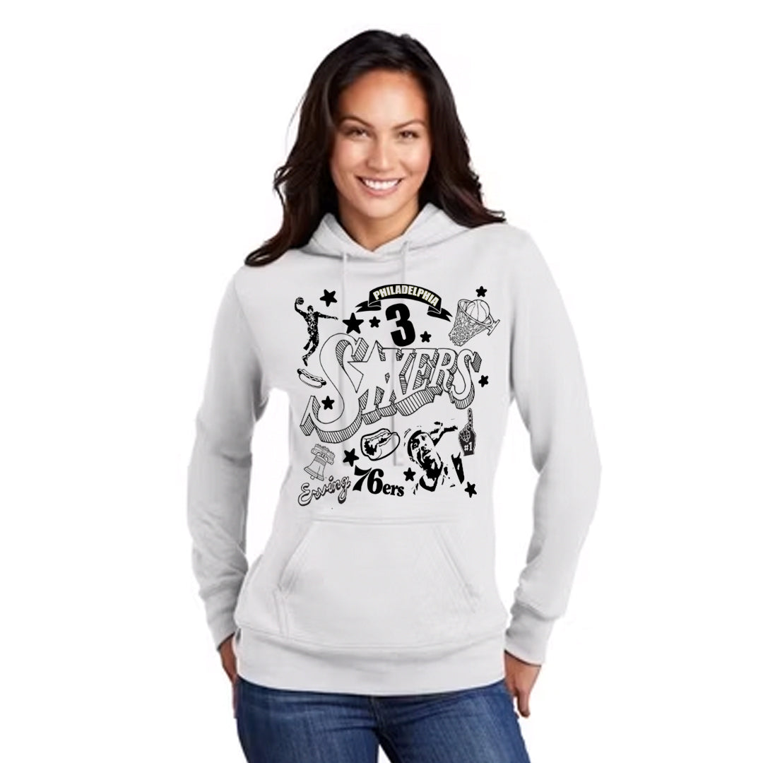 Womens Screen print Papi Philadelphia Sixers Cultural Symbols Hoody