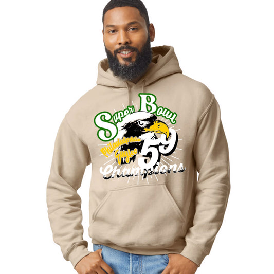 Unisex Screen Print Papi No Name/ Number Philadelphia Eagles Super Bowl 59 Hoody Tan