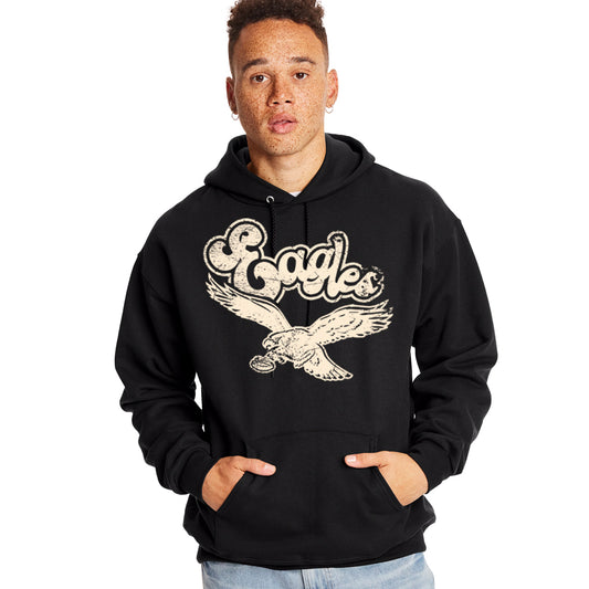 UNISEX - Retro Eagles Logo Hoody Black