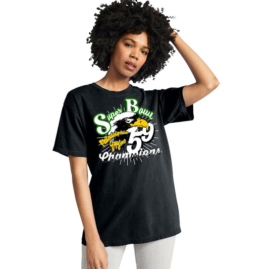 Unisex Baggy Tee - Screen Print Papi Philadelphia Eagles Super Bowl 59 Comfy T Shirt Black