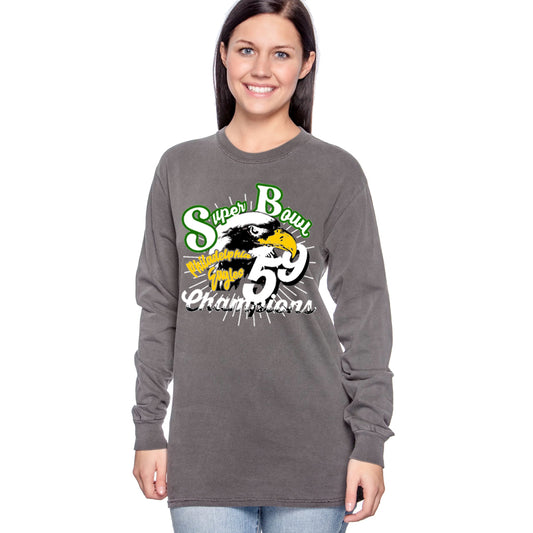 UNISEX Screen Print Papi Philadelphia Eagles Super Bowl 59 Long Sleeve T Shirt Pepper Grey