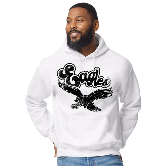 UNISEX - Retro Eagles Logo Hoody White