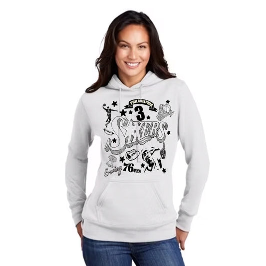 Womens Screen print Papi Philadelphia Sixers Cultural Symbols Hoody
