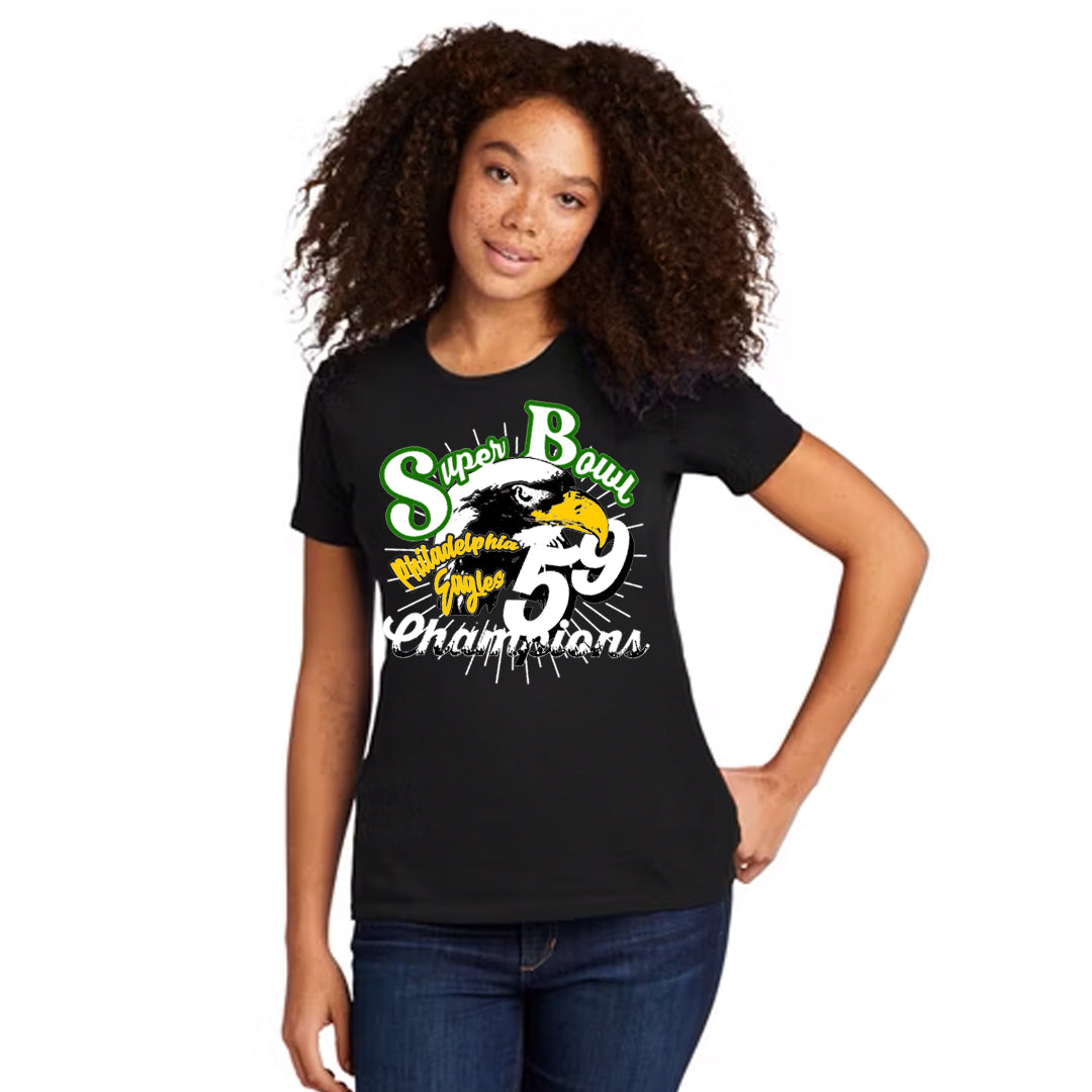 Womens Screen Print Papi Philadelphia Eagles Super Bowl 59 T Shirt Black