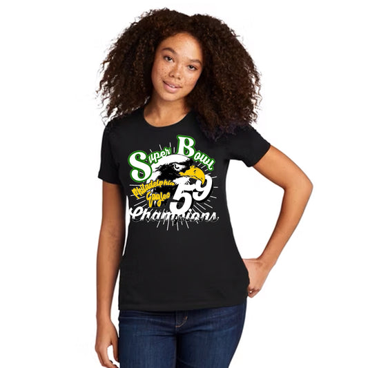 Womens Screen Print Papi Philadelphia Eagles Super Bowl 59 T Shirt Black