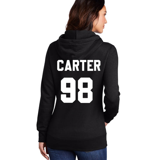 Womens Screen Print Papi Philadelphia Eagles Jalen Carter Super Bowl 59 Champions Hoody Black