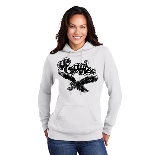 WOMENS- Retro Eagles Logo Hoody White