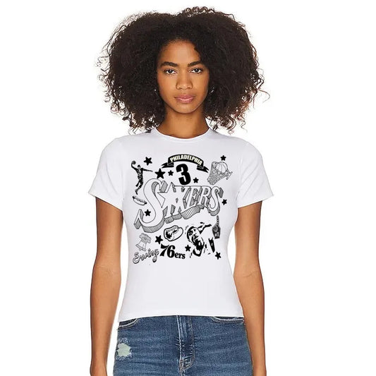 Womens Fashion Fit Screen Print Papi Philadelphia Sixers Cultural Symbols T Shirt